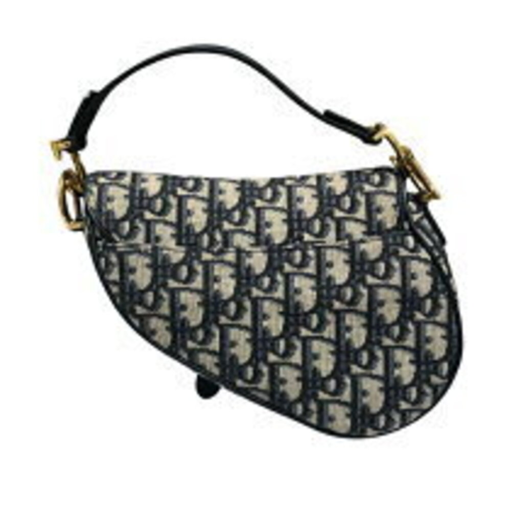 Christian Dior Saddle Bag Navy Blue Jacquard Handbag - Picture 2 of 9